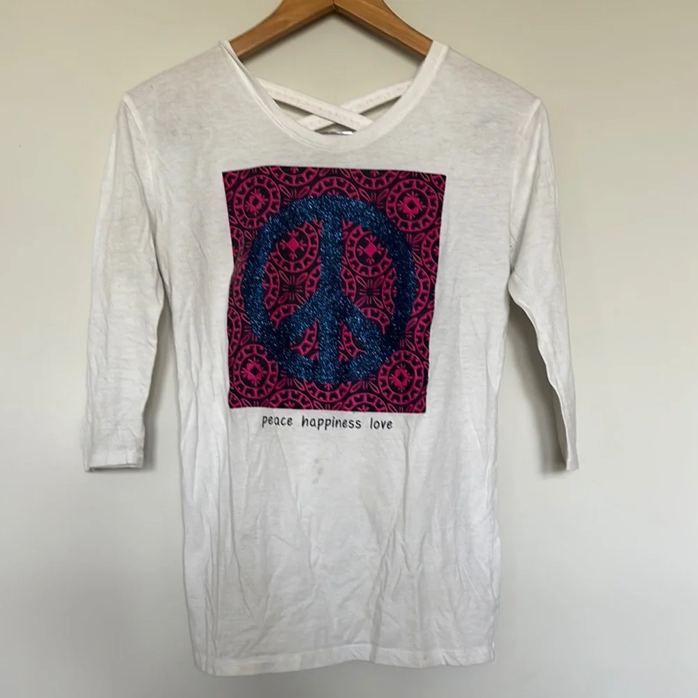 Justice Peace Happiness Love Tee Shirt Sz 14